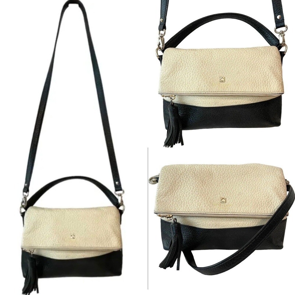 Kate Spade New York Ivory & Black Southport Avenue Medium Crossbody Satchel Bag